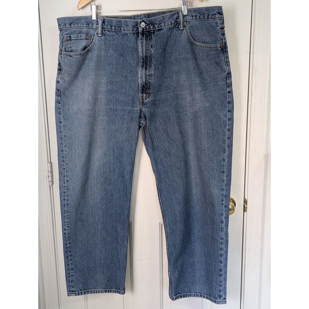 Levis 550 Classic Fit Denim Jeans Mens 48x30 Blue Medium Wash Straight Leg Logo